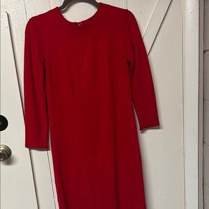 Ann Taylor Red Sheath Long Sleeve Cocktail Dress